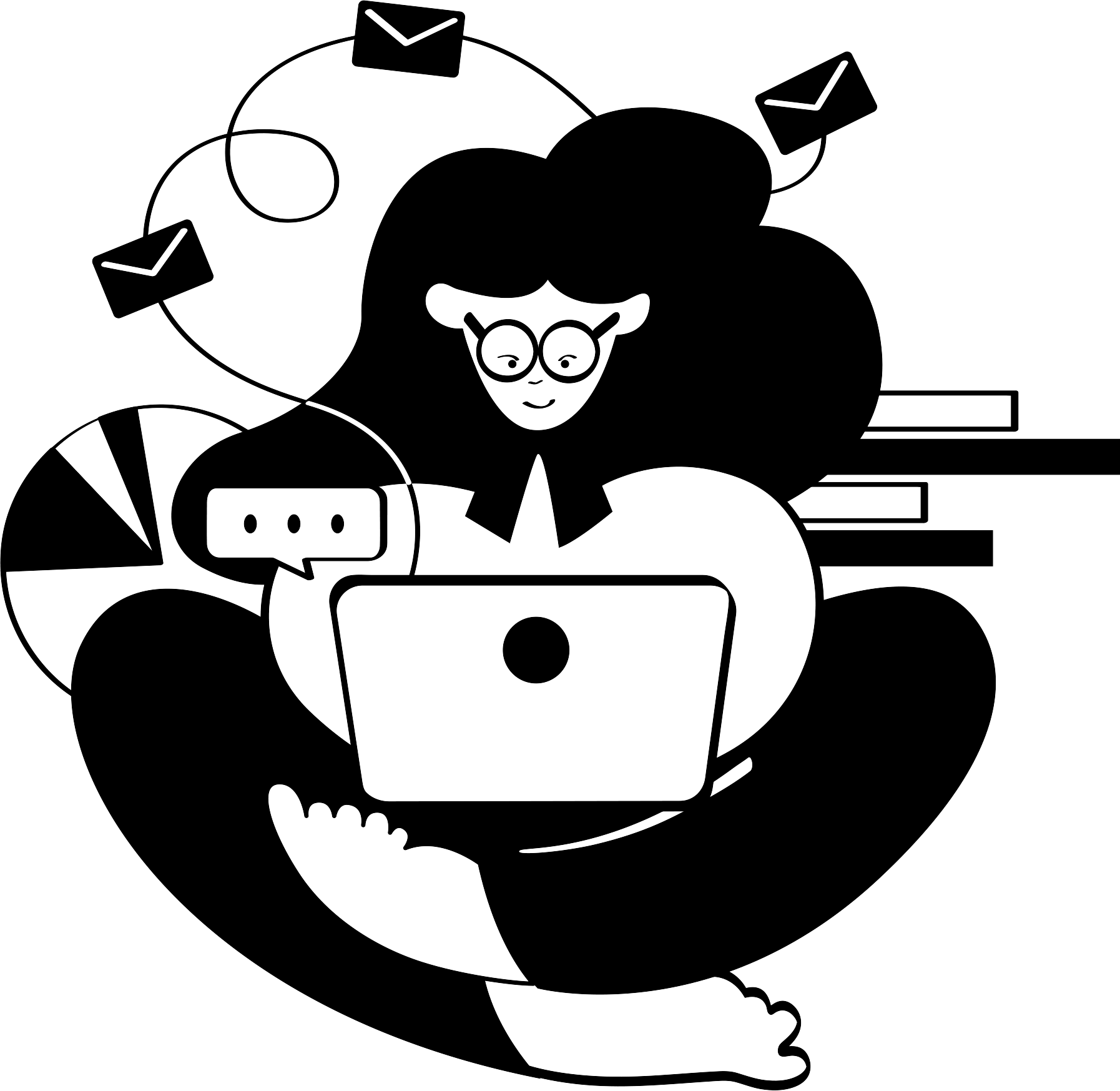 illustrazione di una ragazza al lavoro